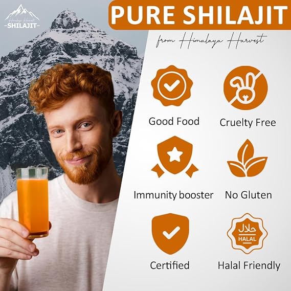 Pure Himalayan Organic Shilajit Resin for Men & Women 85+ Trace Minerals | 75% + fulvic Acid, and Humic Acid