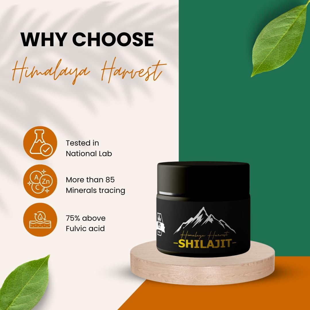 Pure Himalayan Organic Shilajit Resin for Men & Women 85+ Trace Minerals | 75% + fulvic Acid, and Humic Acid