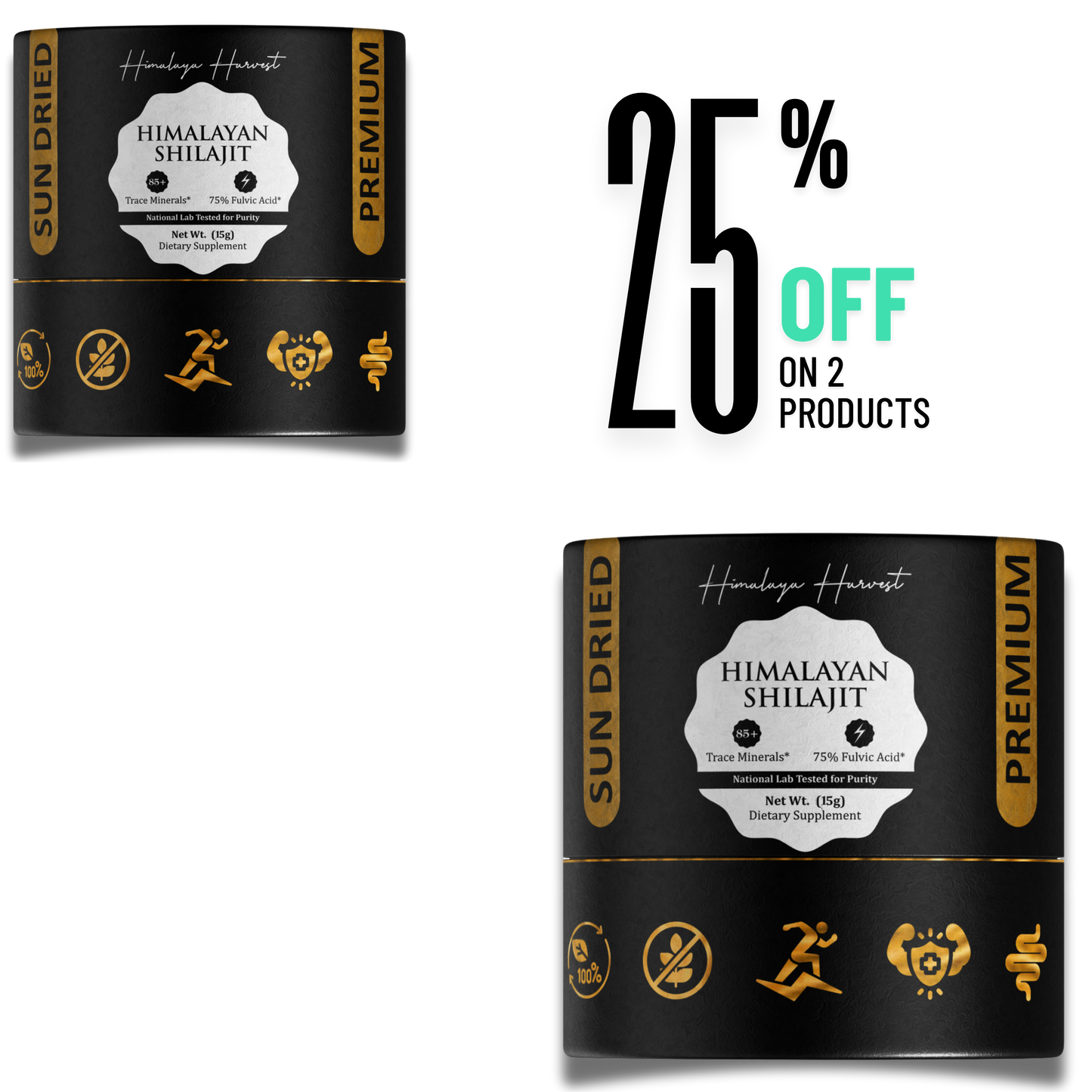 Pure Himalayan Shilajit Gold Resin, Grade | 85+ Trace Minerals & Fulvic Acid | 15g \