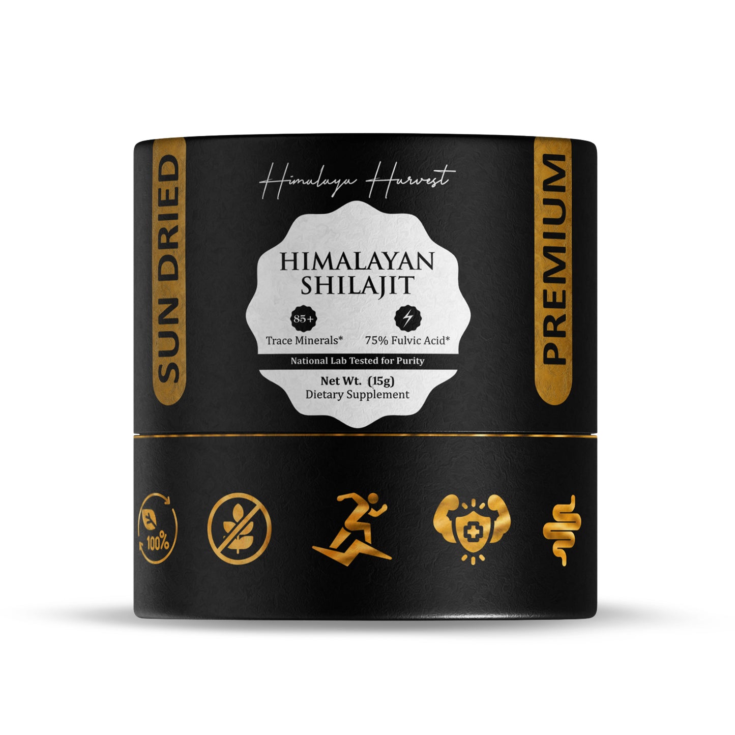 Pure Himalayan Shilajit Gold Resin, Grade | 85+ Trace Minerals & Fulvic Acid | 15g \